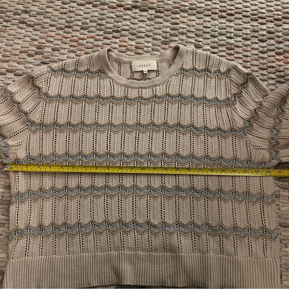 THE GREAT Beige Open Knit Metallic Sweater‎ - Picture 6 of 8